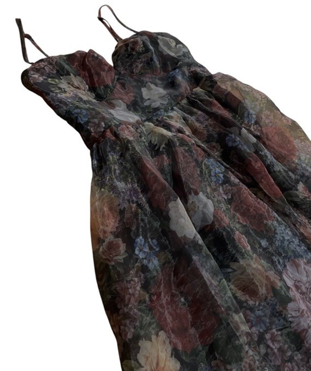 SHEIN - Amorya Women's Elegant Black Floral Organza Swing Dress – Size XL